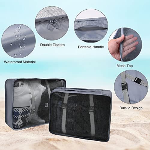 Detalle de OSDUE organizadores para maletas 8 en 1 (gris) con hebilla y neceser impermeable para viaje