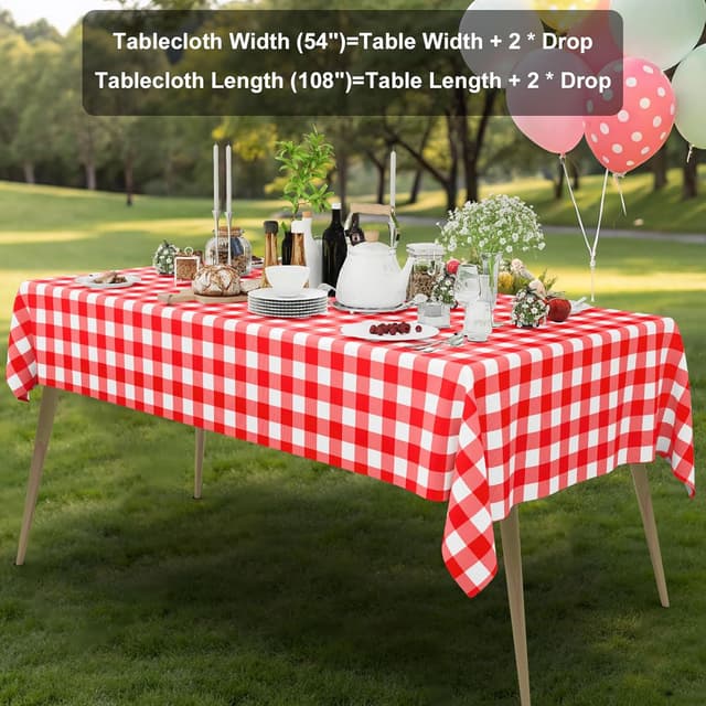 Detalle 2 de Smiry 3-Pack Red Gingham Disposable Tablecloths (54" x 108")