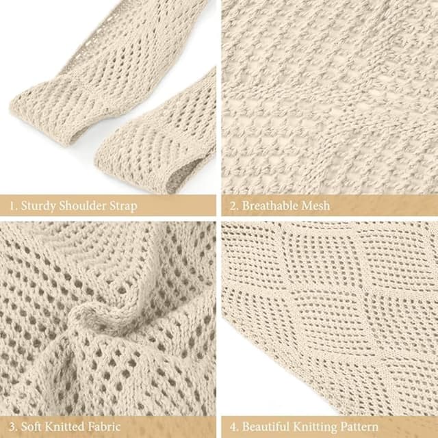 Detalle de Aucuu sac fourre-tout femme en crochet ajouré, sac à bandoulière pour le shopping et le quotidien