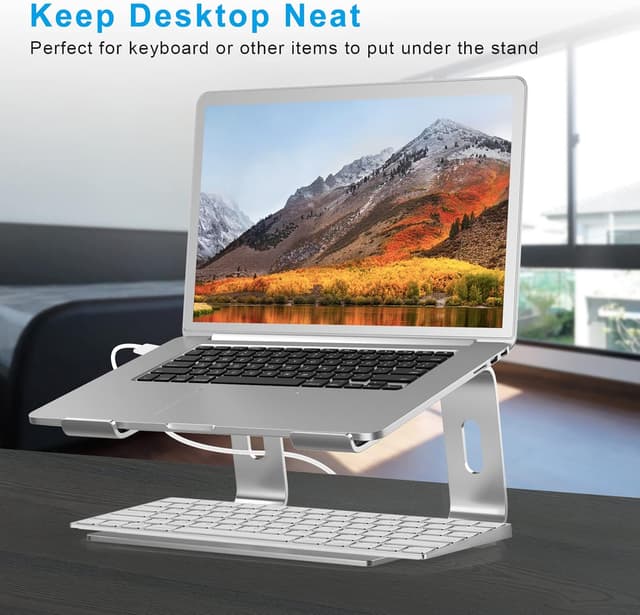 Detalle 2 de BoYata aluminium portable ventilated laptop stand (Silver) for 10–14 inch laptops