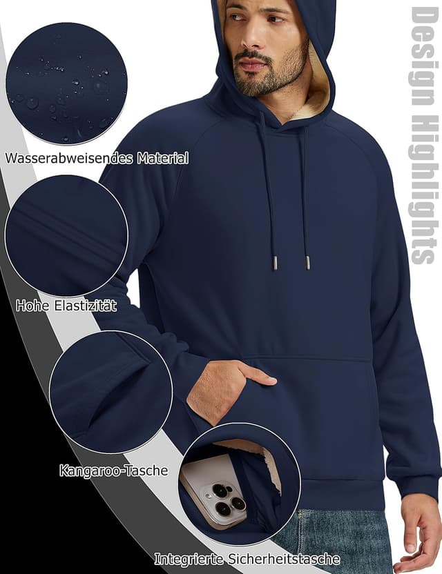 Thumbnail 5 de TACVASEN Herren Hoodie Sherpa Gefüttert