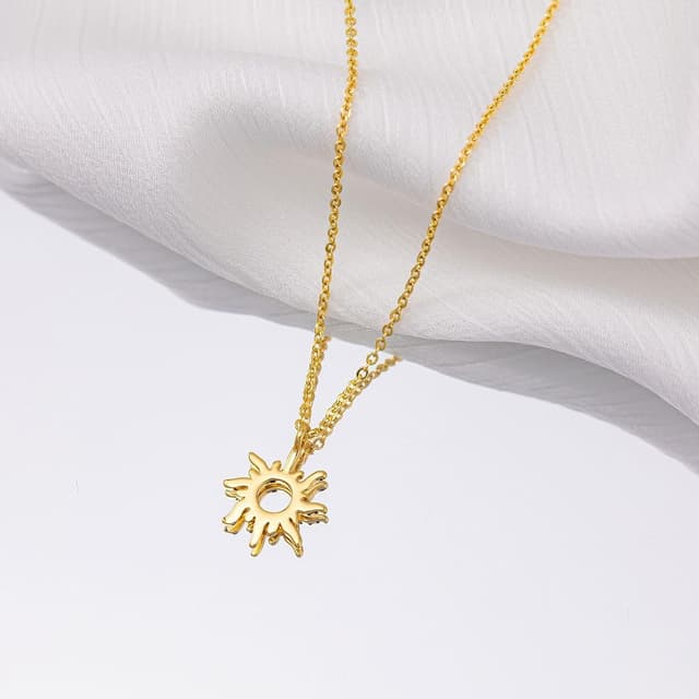 Thumbnail 6 de HANLI 14K Gold vergoldete Halskette Damen mit Anhängern – 42 cm + 5 cm Verlängerung