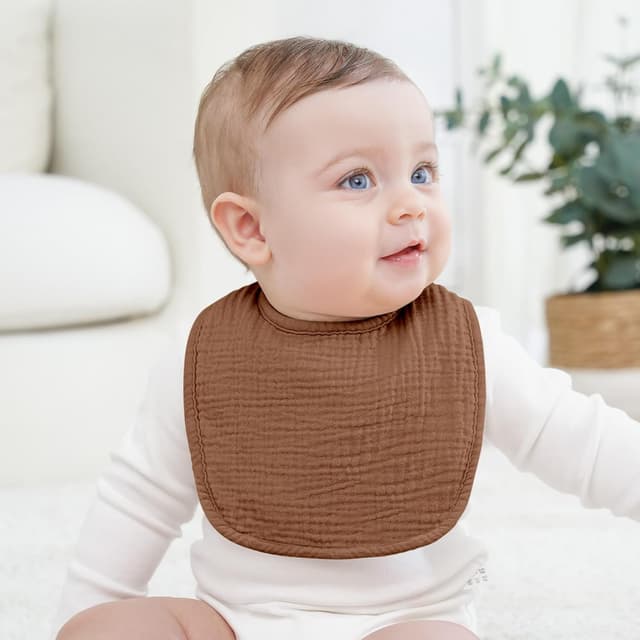 Detalle 2 de bearmoss 8-pack Muslin Baby Dribble Bibs (100% Cotton) – Unisex bandana drool & teething bibs