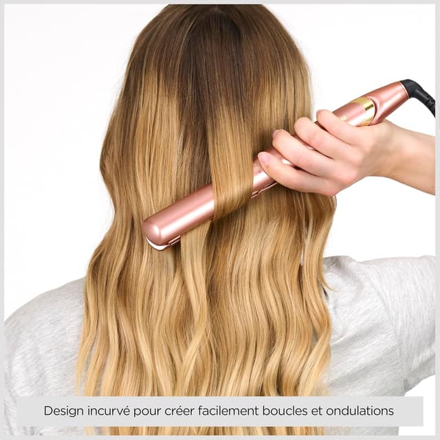 Detalle de BaByliss 2598PE Lisseur cheveux Rose Gold à plaques céramique (chauffe 15 s, 3 températures jusqu’à 235°C, multi-voltage)