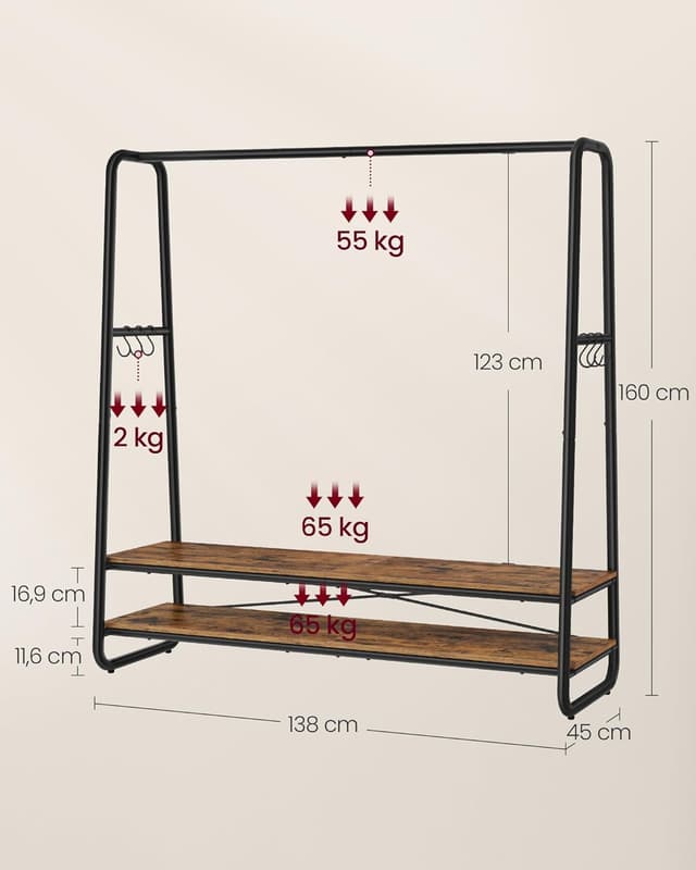 Detalle 1 de VASAGLE appendiabiti 6 ganci laterali S