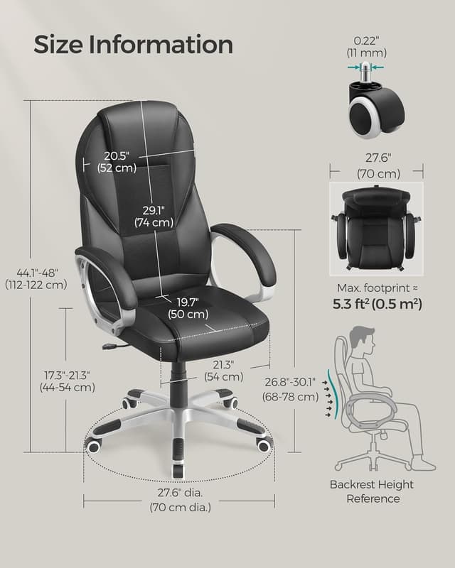Detalle de SONGMICS OBG22BUK Executive Office Chair 150 kg