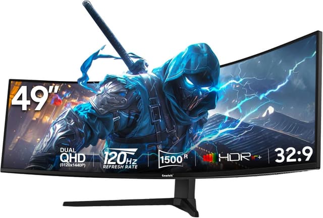 Detalle de Gawfolk 49 Inch Dual QHD Curved Gaming Monitor (120Hz, 5120x1440, 1500R, Height Adjustable Stand)