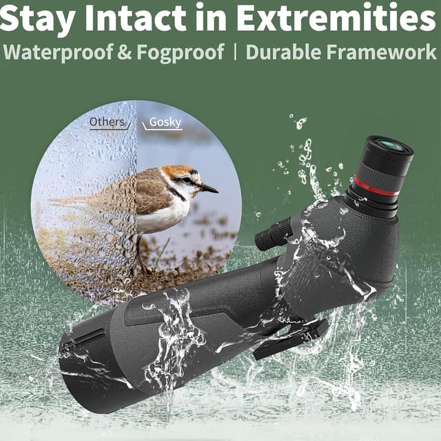 Detalle de Gosky 20-60x85 Spotting Scope with Full Size Tripod, Phone Adapter, and Carrying Bag