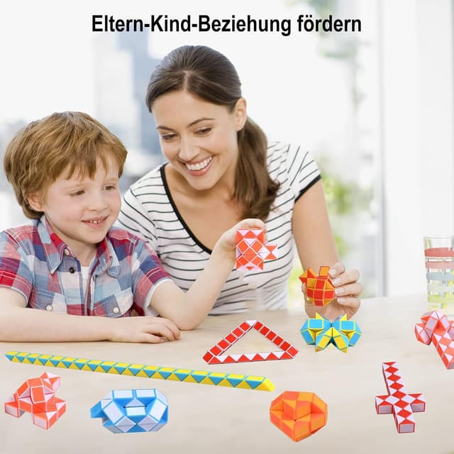 Detalle 2 de GOLDGE Magic Snake Mitgebsel Kindergeburtstag (15er Set, 36 Blöcke) – kleine Würfel als Gastgeschenk