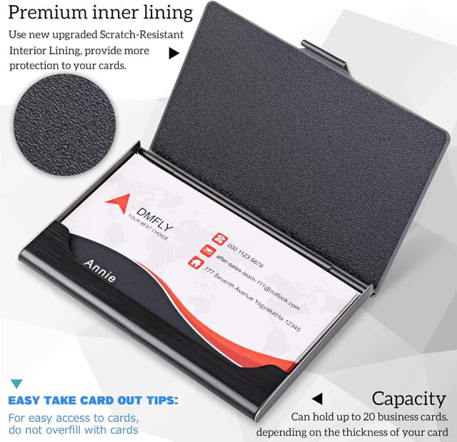 Detalle de DMFLY Slim Stainless Steel Business Card Holder (Metal Card Case) – Buckle Style Shut
