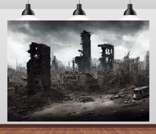 Detalle de CORFOTO 2.1x1.5m Disaster Backdrop for Apocalyptic Scene Photography & Halloween set