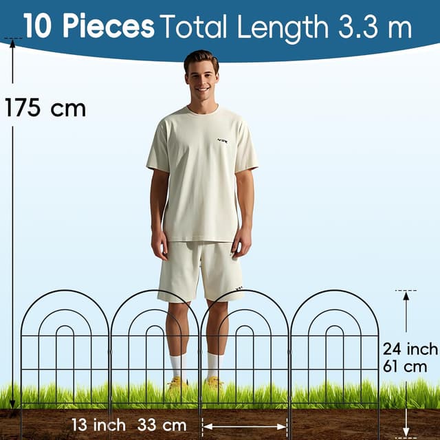 Thumbnail 2 de Thealyn Metal Garden Fence 60cm H 3.3m