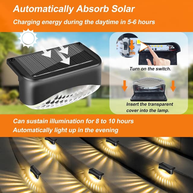 Detalle 2 de Bzavor Solarlampen für Außen Garten (8er-Set) – IP65, 7,5 x 4 cm, warmweiß für Zaun & Balkon