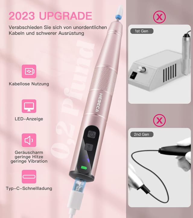 Detalle de HEBECA Elektrischer Nagelfräser 12-in-1 Set