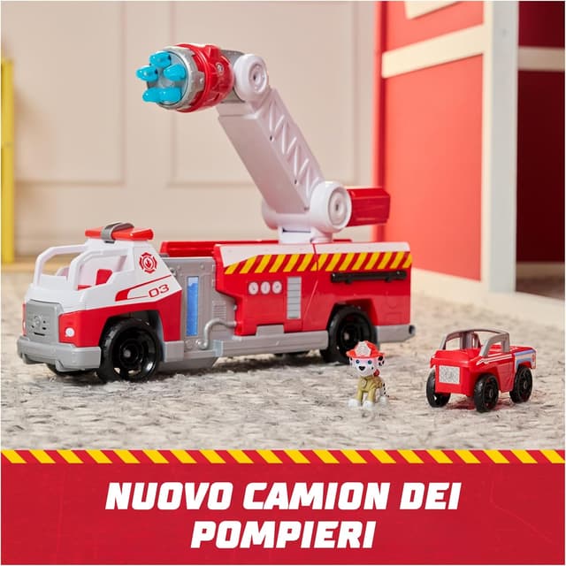 Detalle de Paw Patrol Fire Rescue: Camion dei Pompieri a caricamento rapido con Marshall, luci e suoni (3+ anni)