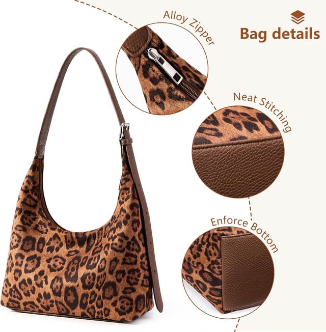 Detalle de KALIDI Vintage Vegan Leather Tote Bag with Zip – Women’s Hobo Work Bag with Adjustable Strap