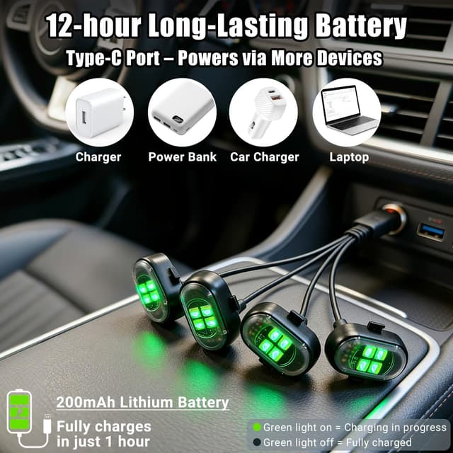 Detalle 2 de Upgraded Wireless LED Car Interior Lights 12H Battery