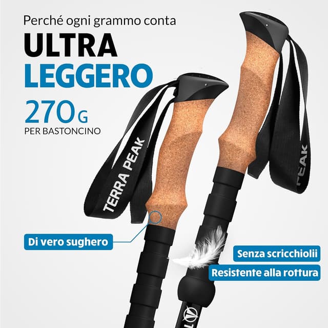 Detalle 2 de Terra Peak Bastoncini trekking in carbonio 220 g