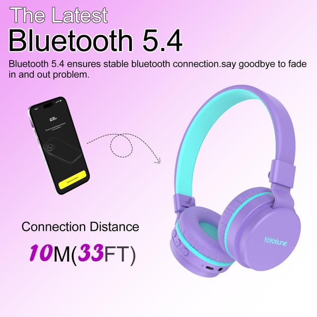 Thumbnail 6 de Kids Bluetooth Headphones (Purple) with Built-in Mic, 40H Playtime & Bluetooth 5.3 (Over-Ear, Volume Limited)