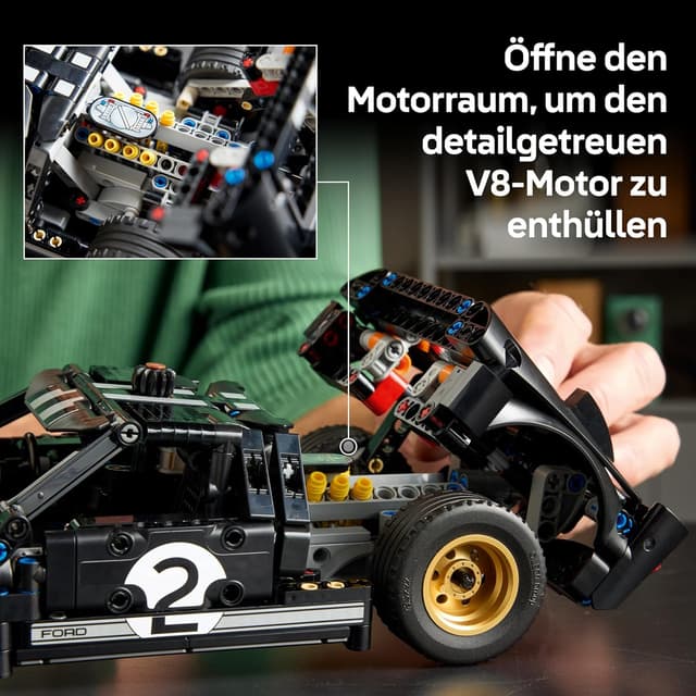 Detalle 2 de LEGO Technic 1966 Ford GT40 MKII Rennwagen (Modell 42223) mit Lenkung und V8-Motor