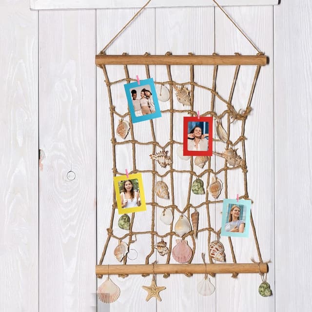 Detalle de RUGLAMZHIP 30er Papier-Bilderrahmen aus Kraftpapier (15,2 x 11,5 cm) mit Holzklammern & Hanfseil für Fotogirlanden