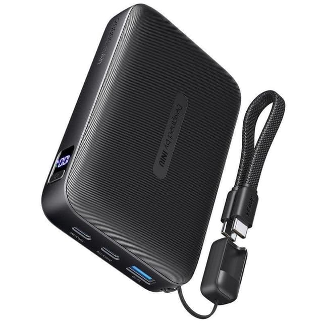 Detalle de Powerbank INIU Pocket Neo 20000 mAh negro con display LED y carga rápida de 22,5 W