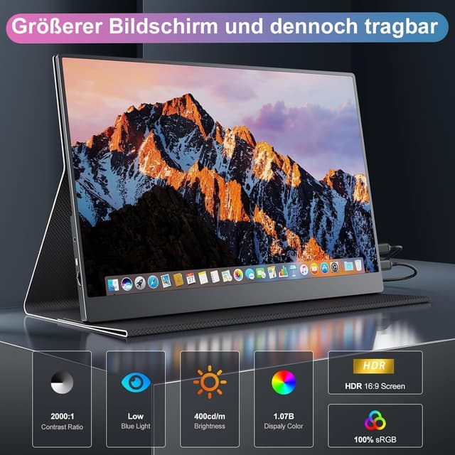 Detalle 2 de CUIUIC Portable Gaming Monitor 18,5 Zoll