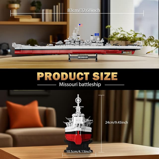 Detalle de Brihappen – Kit de construction du cuirassé Missouri (2228 pièces), grand modèle militaire pour collection