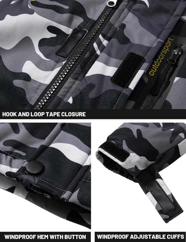 Thumbnail 6 de TACVASEN Men’s Winter Skiing Jacket (Water-Resistant Fleece Lining, Insulated, Detachable Hood)