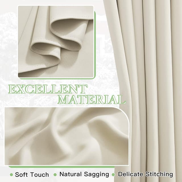 Thumbnail 6 de KGORGE Verdunklungsvorhänge Blickdicht & Thermovorhang (Hellbeige) 2er-Set 245 x 140 cm mit Ösen