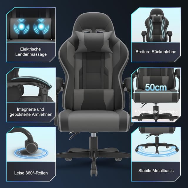 Thumbnail 6 de JUMMICO Gaming Stuhl 50 cm Sitzbreite