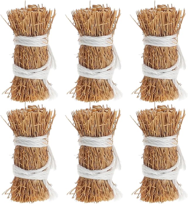 Detalle de Supvox Miniatur-Heuballen-Set mit 6 Stück aus Naturgras für Puppenhaus, DIY-Sandtisch & Fotografie-Requisiten (ca. 4,00 x 1,20 x 1,20 cm)