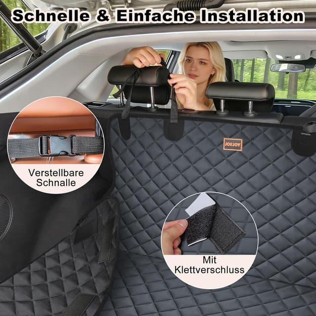 Detalle de JOEJOY Kofferraumschutz für Hund mit Seiten- und Ladeschwellenschutz (Universal) – kratzfest & waschbar