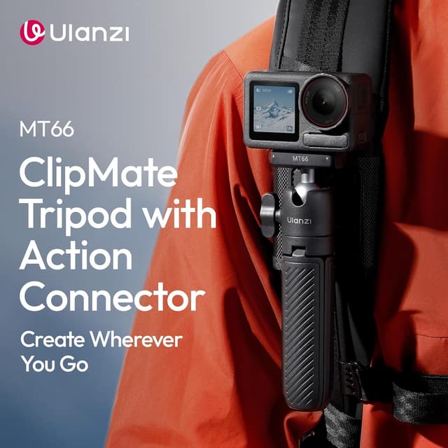 Detalle de ULANZI MT66 kleines Action-Kamera-Stativ für DJI Osmo Action (inkl. magnetischem Schnellwechsel-Adapter) – kompakt, Clip & Stativ-Modi