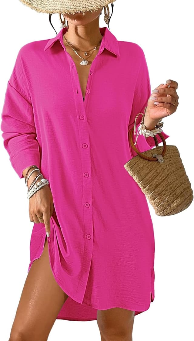 Thumbnail 6 de Tanmolo Damen Strandkleid als Bikini-Überwurf mit V-Ausschnitt – Strandponcho/Strandbluse aus 100% Polyester