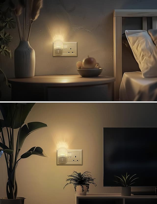 Detalle de Emeritpro Plug-in Night Light with Dusk to Dawn Sensor and Adjustable Brightness (Warm White, 1 Pack)