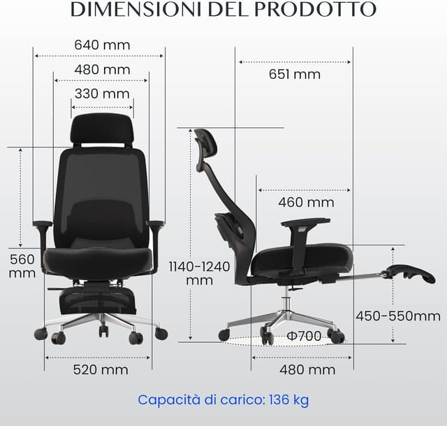 Thumbnail 1 de FLEXISPOT Sedia Ergonomica con Massaggio 11,5 cm