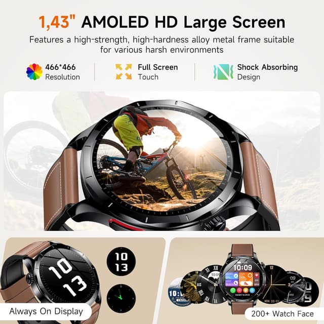 Detalle 2 de Lgnitek 2026 Smartwatch for Men with Blood Pressure, ECG, HRV & Health Metrics – 1.43" AMOLED Fitness Tracker (IP68)