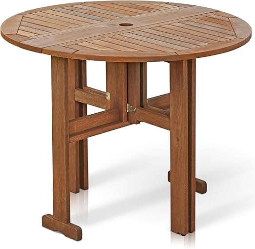Imagen de Furinno Tioman Mesa Redonda de Madera para Patio 🌳 en OfertitasTOP