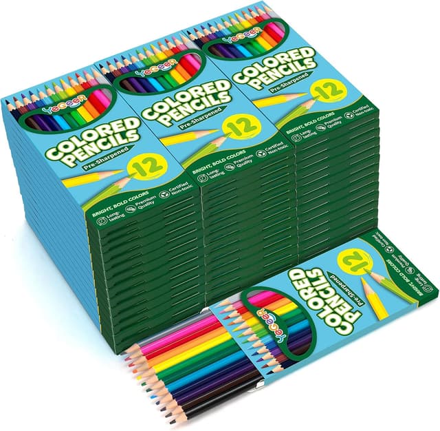 Detalle de YEGEER 528-Count Colored Pencils Bulk (12 Assorted Colors, 44 Packs) — Pre-sharpened for Kids & Adults