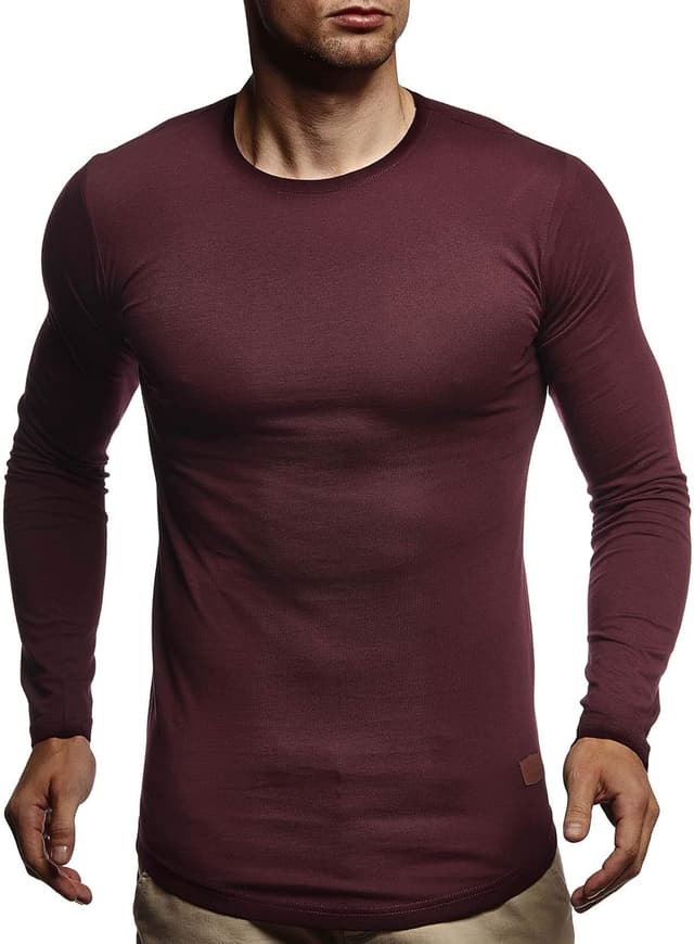 Detalle 2 de Leif Nelson LN8394 : t-shirt basique à manches longues col rond homme