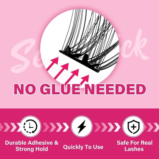 Detalle de PRO LASHBEAUTY Selbstklebende Wimpern zum Aufdrücken – 40 Stück, vorgeklebte Wimpernbügel