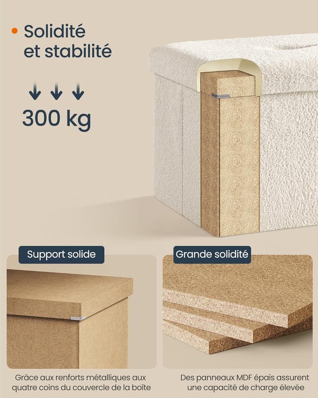 Thumbnail 5 de SONGMICS Tabouret de Rangement LSF097W01V1 blanc crème