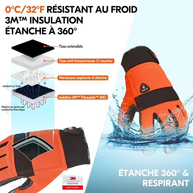 Thumbnail 1 de Vgo... 1 paire gants pour tronçonneuse 0℃