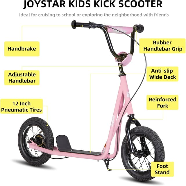 Detalle 2 de JOYSTAR 12-Inch Big Wheel Kick Scooter (Ages 5–9) with Rear Drum Brake & Adjustable Handlebar