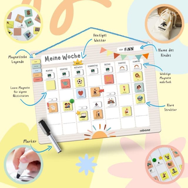 Thumbnail 3 de Rabano Art Wochenplaner für Kinder mit 200 Magneten 🧲