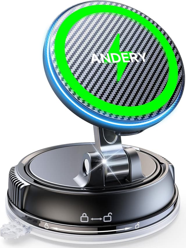 Detalle de ANDERY Magsafe Car Mount 15W Wireless Charger