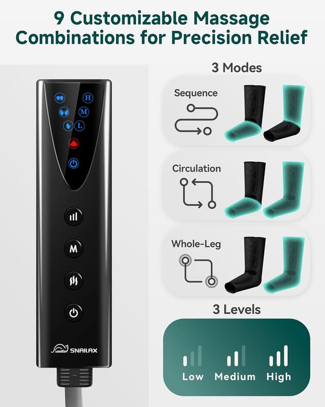 Detalle de Snailax Leg Massager with Heat and Compression for Calves and Feet