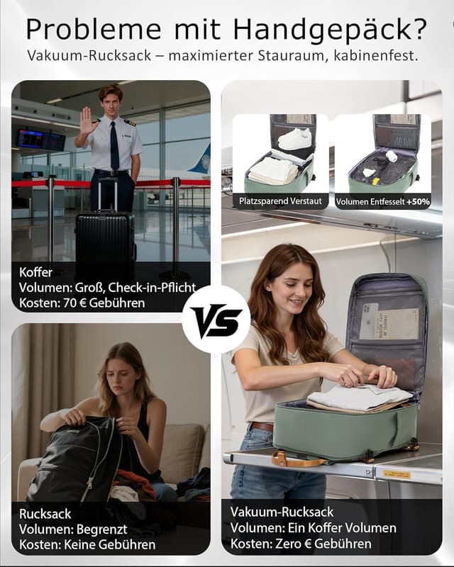 Thumbnail 5 de Coolife Vakuum Rucksack Easyjet 45x36x20