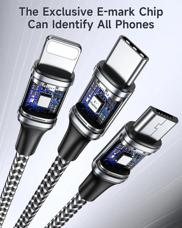 Detalle 2 de RAVIAD 100W USB C 3‑in‑1 Fast Charging Cable 1.2m